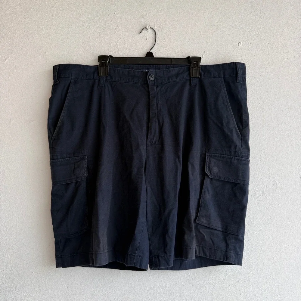 Nautica Flex Classic Fit Mens Size 42W Navy Blue Cargo Shorts Stretch Utility